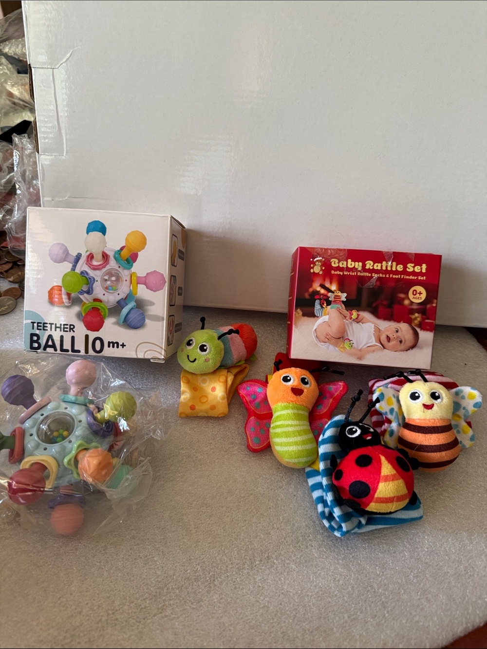 Colorful Baby Rattle Plush Toy Set - Multi-Color Sensory Play